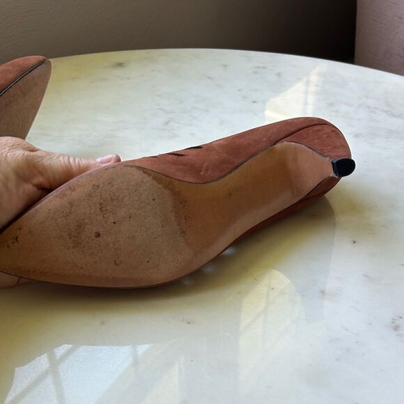 Evan Picone Women's Tan Rust Suede Cutout Heels - Picture 6 of 8